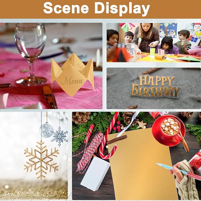 28 Sheets Gold Shimmer Cardstock 8.5 x 11 Metallic Paper, 250gsm/92lb Premium Glossy Paper Card Stock for DIY Cards Making, Anniversaries, Wedding Invitations, School Crafting, Greeting Cards-DeskLoop Office