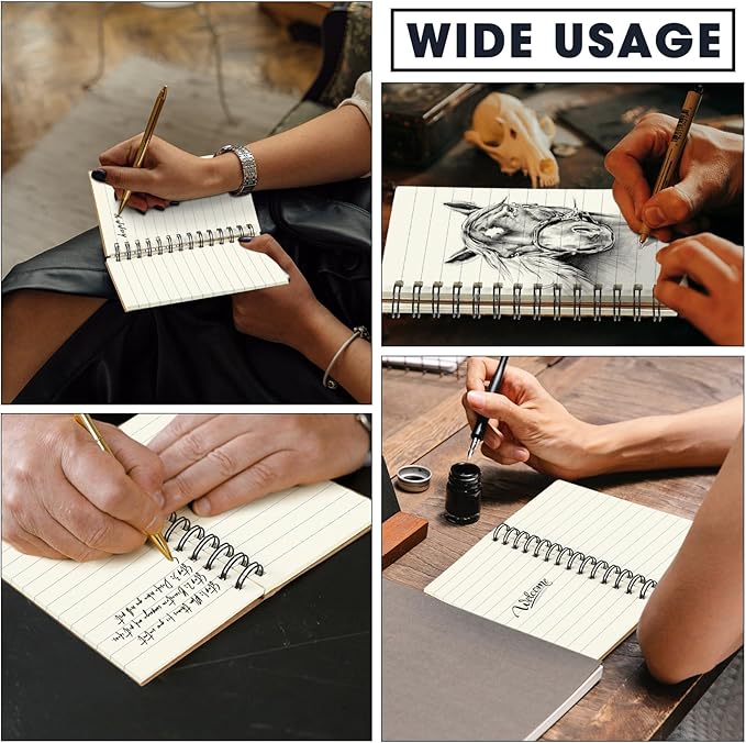 100 Pcs Spiral Memo Pads 5 x 3'' Small Pocket Spiral Journal Notepad Ruled Notebook Sketchbook Kraft Cover Notebooks, 120 Pages for Note Taking Business Office School Supplies (Kraft Color)-DeskLoop Office