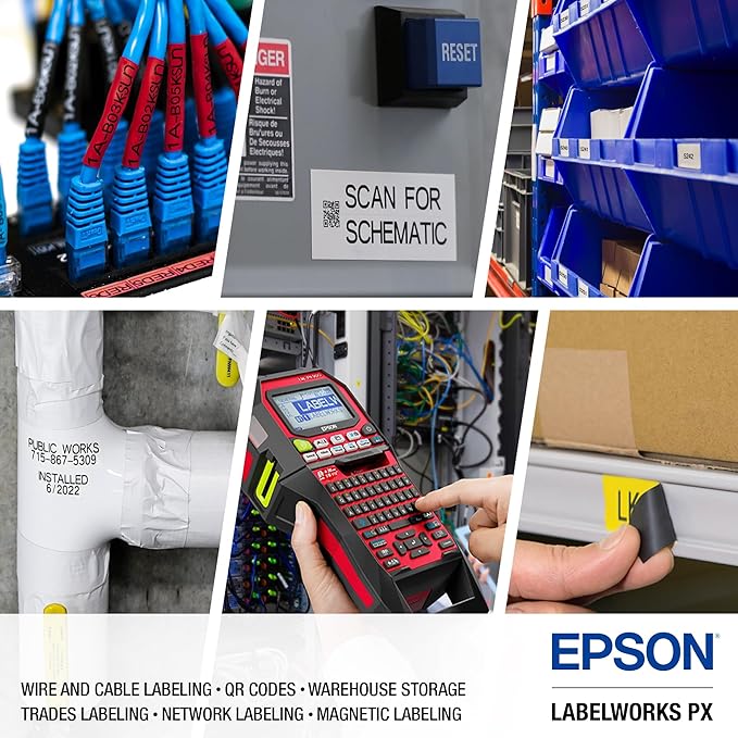 LABELWORKS Epson LW-PX900PCD Industrial Label Maker Kit - Complete Kit with Accessories, Compatible with All Epson PX Tape Types, Portable Handheld Label Printer-DeskLoop Office
