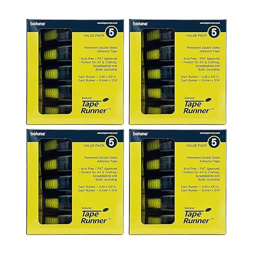Tape Runner - Double Sided Adhesive with Dispenser Roller Included - Acid Free, Sticky, Clear & Transparent - Ideal for Scrapbooking, Crafts & More - Boomerang (417 inches per Cartridge), 20 Cartridge-DeskLoop Office