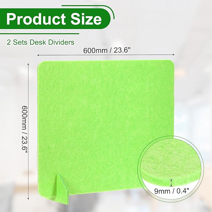 PATIKIL Desk Divider, 2 Set 24 x 24 Inch Acoustic Freestanding Desk Divider Desk Privacy Panel with 4 Pcs Support Feet for Library Office Workstation, Green-DeskLoop Office