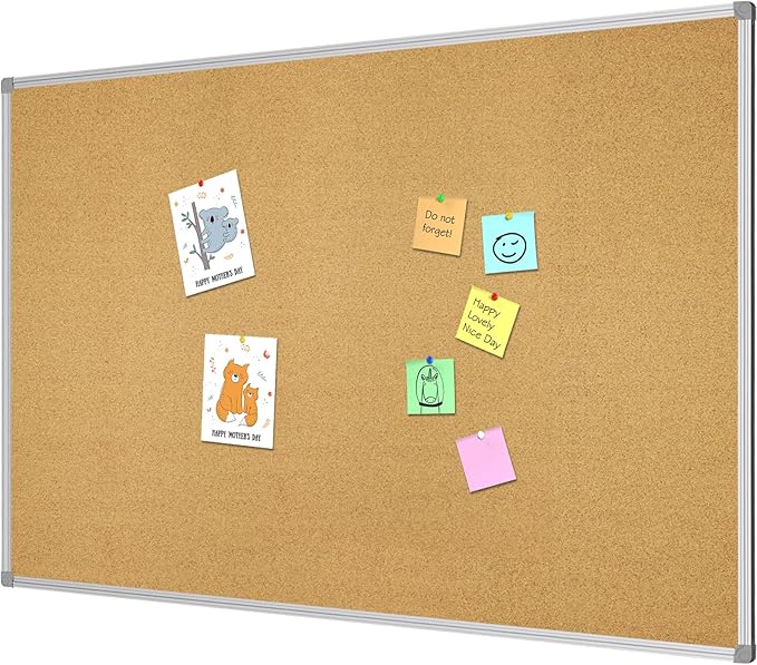 Lockways Large 60" x 36" Large Cork Board Bulletin Board, Framed CorkBoard, Wall-Mounted Notice Message Pin Board, Silver Aluminium Framed-DeskLoop Office
