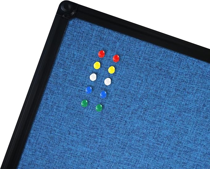 JILoffice Cork Linen Bulletin Board 36 X 24 Inch (Blue), Black Aluminum Frame Wall Mounted Board Memo Pin Board for Office Home and School-DeskLoop Office