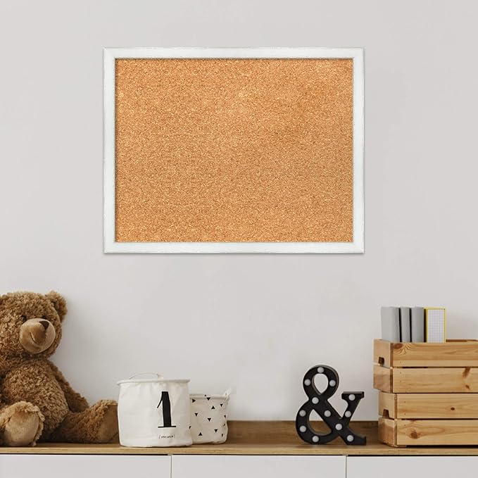 Amanti Art Natural Cork Board for Wall, 15x19 Vision Board with White Frame, Small Corkboard Office Decor for Home Organization, Country Rustic Corkboard Pinboard to Display Items for Home-DeskLoop Office