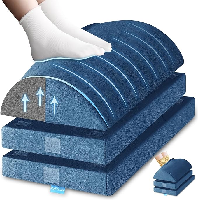 XXL(20in) Foot Rest for Under Desk at Work with 3 Adjustable Heights, Foot Stool with Bamboo Charcoal Foam, Feet Warm Pocket Footrest for Office Gaming Chair, for Leg Support -Blue-DeskLoop Office