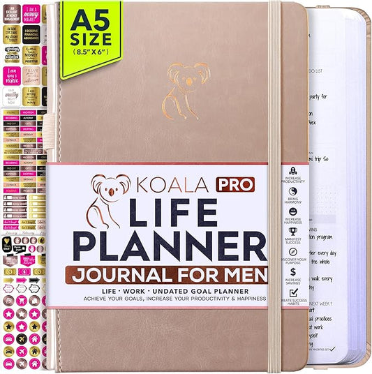 Life Planner - Gratitude Journal for Men & Women | Daily, Weekly & Monthly Planner with Budget Section, Time Blocking, Habit Tracker for Peace of Mind Planning to Increase Productivity & Happiness-DeskLoop Office