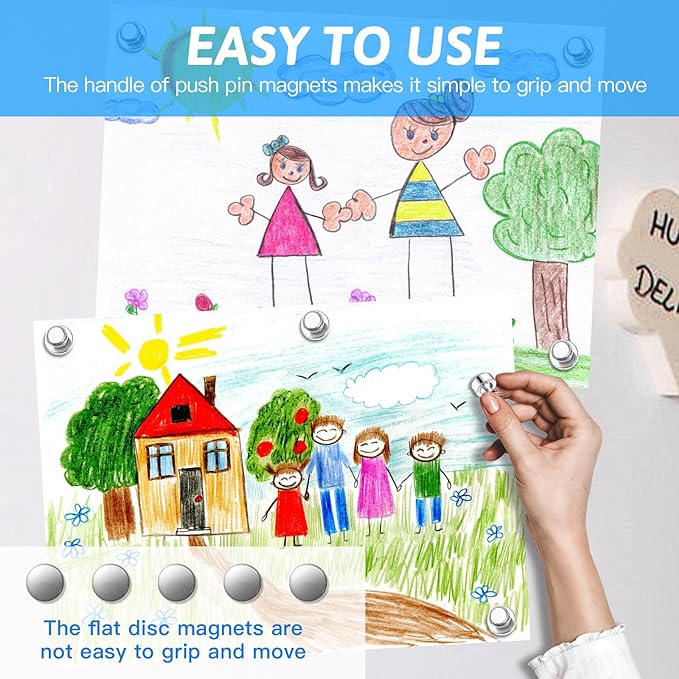 10Pack Fridge Magnets for Whiteboard Silver White Board Magnet Set Round Pin Magnets Metal Magnetic Push Pins Cute Magnet for Refrigerator Kitchen Office School-DeskLoop Office