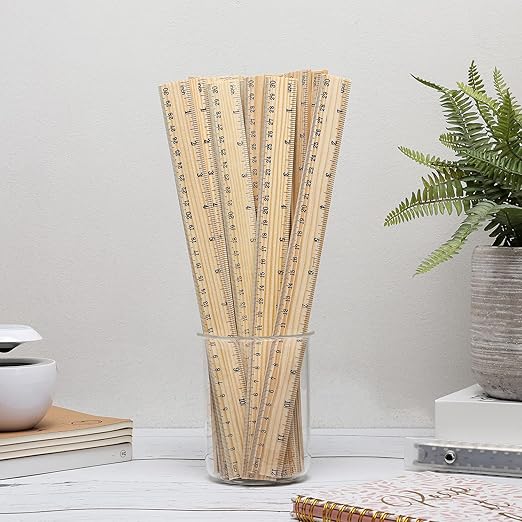 10 Pack Wooden Ruler 12 Inch Rulers Bulk Wood Measuring Ruler Office Ruler 2 Scale-DeskLoop Office