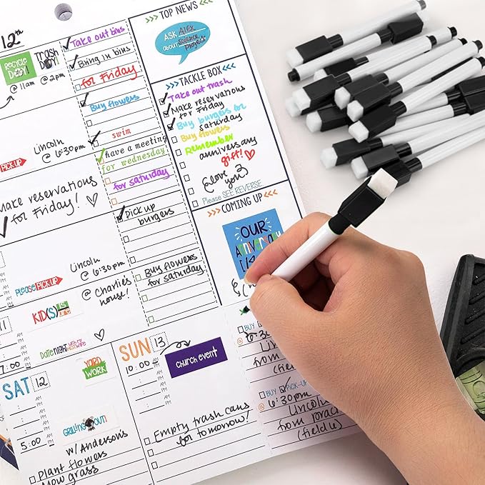 100 Pcs Black Magnetic Dry Erase Markers with Eraser Cap, White Board Mini Dry erase Markers Bulk, Fine Point Tip Student White Board Markers for Teachers Office School Supplies-DeskLoop Office