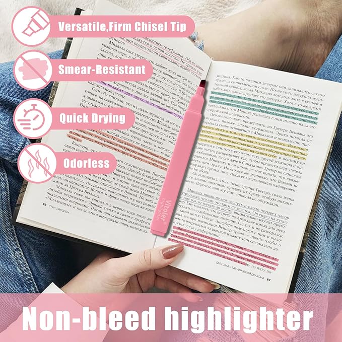 Bible Highlighters,Aesthetic Cute Highlighters Bulk,8pcs Colorful Highlighter Markers No Bleed for Office School Supplies-DeskLoop Office