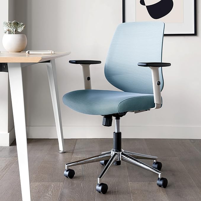 Branch Daily Chair - Computer Office Chair with Swivel, Lumbar Rest, and Adjustable Armrests - Sustainable, Stylish Mesh, & Adjustable Armrests - Comfortable Seating for Improved Posture - Blue-DeskLoop Office