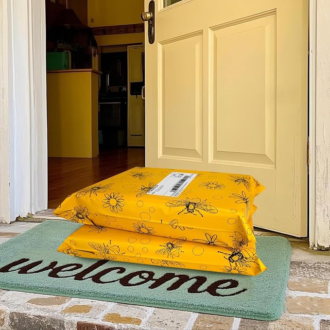 Bees Poly Mailer 14.5x19 Inch 50 Pcs, Waterproof Shipping Bags for Clothing, Tear-Resistant Mailier Bags, Strong Mailing Bags with Self-Seal-DeskLoop Office