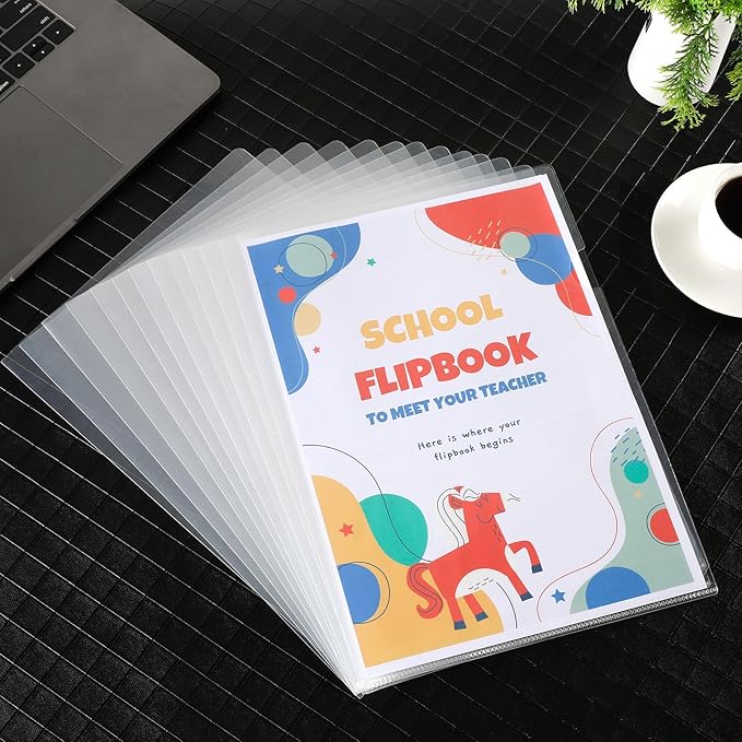 76 Pcs L-Type Clear Plastic File Folders - A4/Letter Size Transparent Plastic Sleeves Ideal for School and Office Supplies-DeskLoop Office