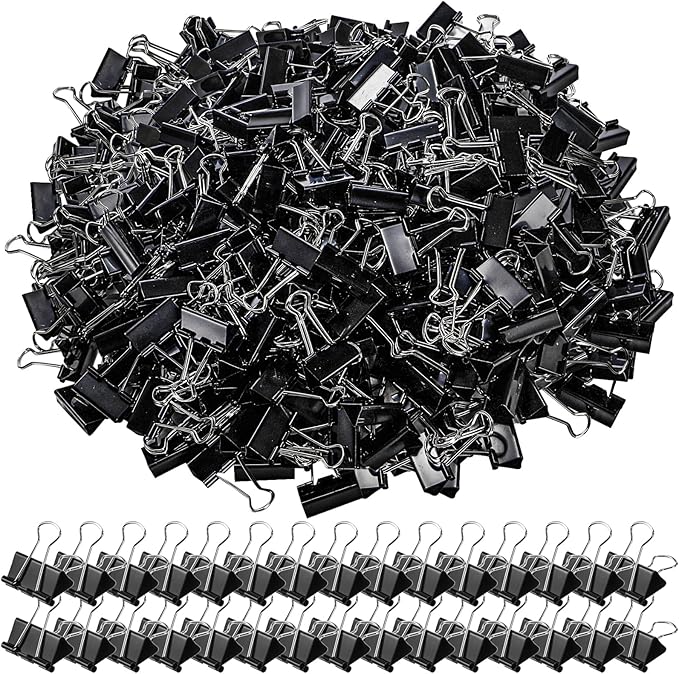 300 Pack Medium Binder Clip, 1-1/4 Inch Metal Black Fold Back Clips, Standard Paperwork Clamp Bulk for School Teacher Student, Business Office Home-DeskLoop Office