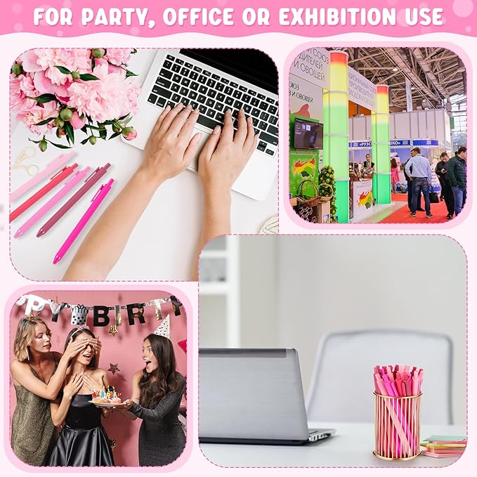 100 Pcs Ballpoint Pens Bulk Retractable Writing 1. 0 mm Black Ink Cute Pens Smooth Writing Color Fancy Gift for Teacher Student Employee Office School Home Baby Shower Supplies (Pink Series)-DeskLoop Office