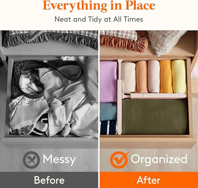 Lifewit 24 Pack Drawer Dividers 4" High, 11-17" Adjustable Dresser Drawer Organizers for Clothes, Expandable Dresser Separators in Bedroom/Bathroom/Kitchen/Vanity/Office Organization and Storage,Pink-DeskLoop Office