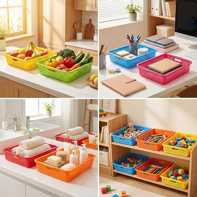 6 Pack Turn in Trays for Classroom, Stackable Letter Size Paper Trays - Image 6