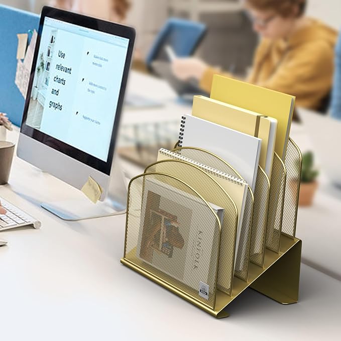 Delifox Inclined Desk File Organizer, Vertical File Folder Holder Stand Metal - Image 7