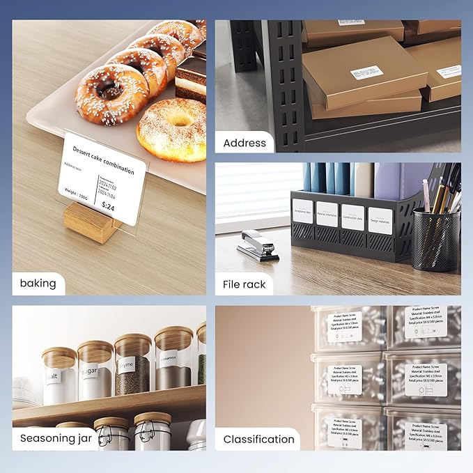 CLABEL Thermal Label Maker Machine: 221B Bluetooth Label Maker Machine with Tape Mini Sticker Printer Barcode Printer Compatible with Smartphone with 3 Roll 40x30mm,50x30mm,50x80mm Label (Black)-DeskLoop Office