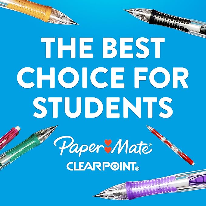 Paper Mate Clearpoint Mechanical Pencils, 0.7mm HB #2 Pencil Lead, 2 Pencils, Assorted Barrel Colors, 10 Count - Back to School,Teacher Supplies, Drawing, Sketching-DeskLoop Office