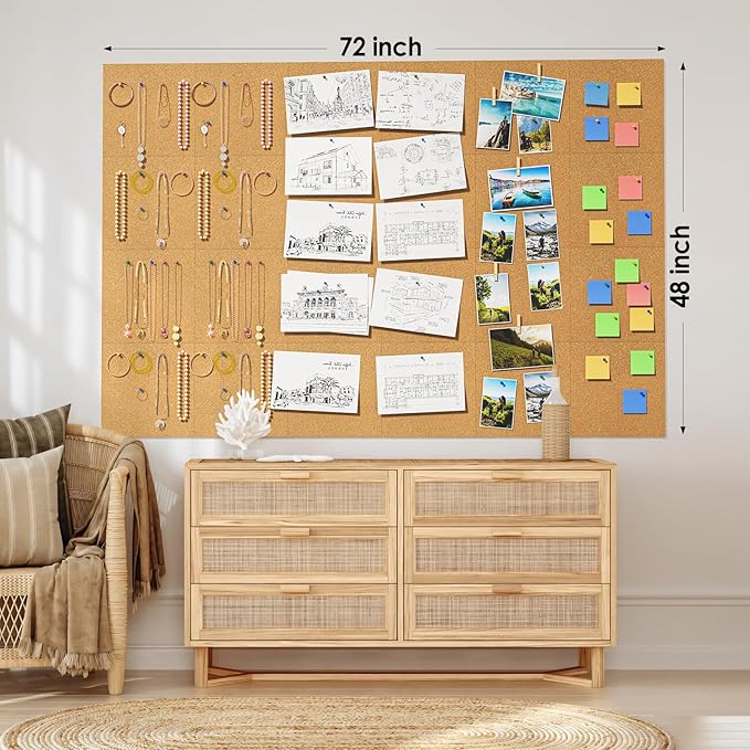 MaxGear 72" x 48" Large Cork Board for Wall, 24 Pack Cork Board Tiles with 40 Pushpins & Safe Removable Adhesive Tabs, 12" x 12" Corkboards for Office, School, Home-DeskLoop Office