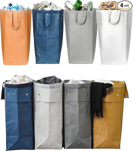 Kitchen Recycling Bin, Large Washable Paper Bags - Sturdy, Foldable, Space-Saving - Multipurpose Trash Can for Kitchen, Garden, and Indoor Use, 4 Colors, 4 Packs/Set-DeskLoop Office