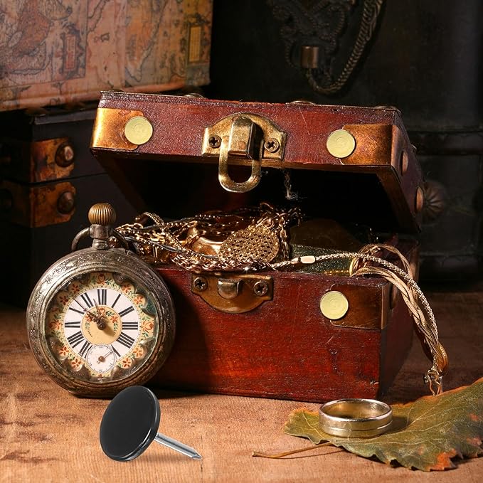 uxcell 100Pcs Upholstery Tacks, 11mmx15mm Flat Head Thumb Tack Decorative Furniture Nails Push Pins for Furniture Sofa Headboards, Black-DeskLoop Office