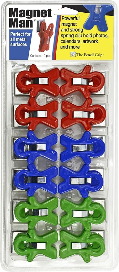 The Pencil Grip Magnet Man People Shaped Magnet Clips, Assorted Color, Set of 12, TPG-13212P-DeskLoop Office
