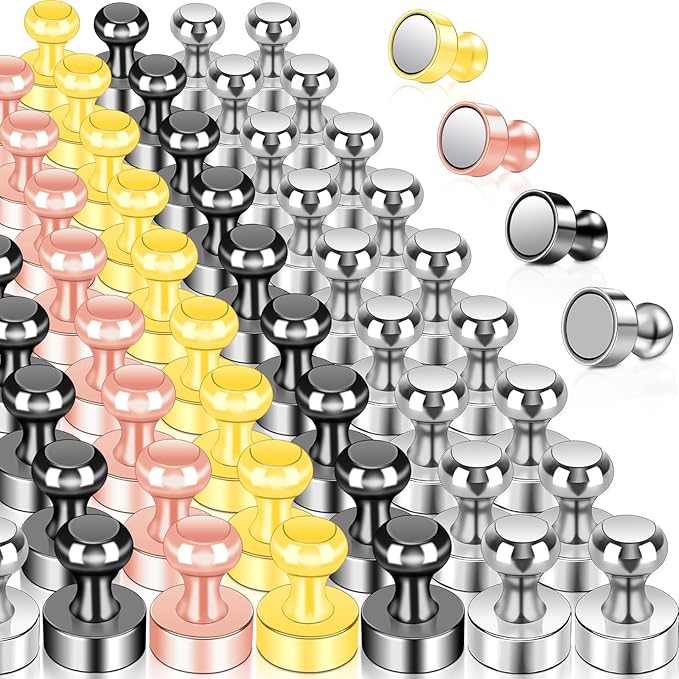 50 Pack Fridge Magnets, 4 Color Small Strong Rare Earth Magnets for Whiteboard, Push Pin Neodymium Magnet Refrigerator Magnet for Office, Classroom, Kitchen, Home-DeskLoop Office