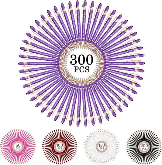 STREADVE 300 Personalized Custom Pens Engraved Writing Pen with Name Logo, Customized Promotional Items Stylus Pen Gifts for Women Realtor Birthday Wedding Business, Purple-DeskLoop Office