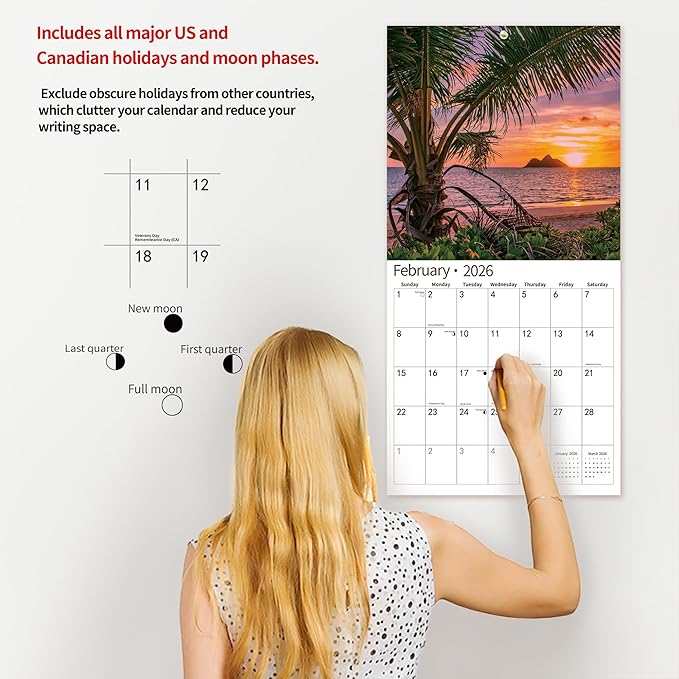 2026 Wall Calendar,Calendar 2026, July 2025 - December 2026, Wall Calendar Wild & Scenic Hawaii, 12" x 24" Opened,Full Page Months Thick & Sturdy Paper for Calendar Organizing & Planning-DeskLoop Office