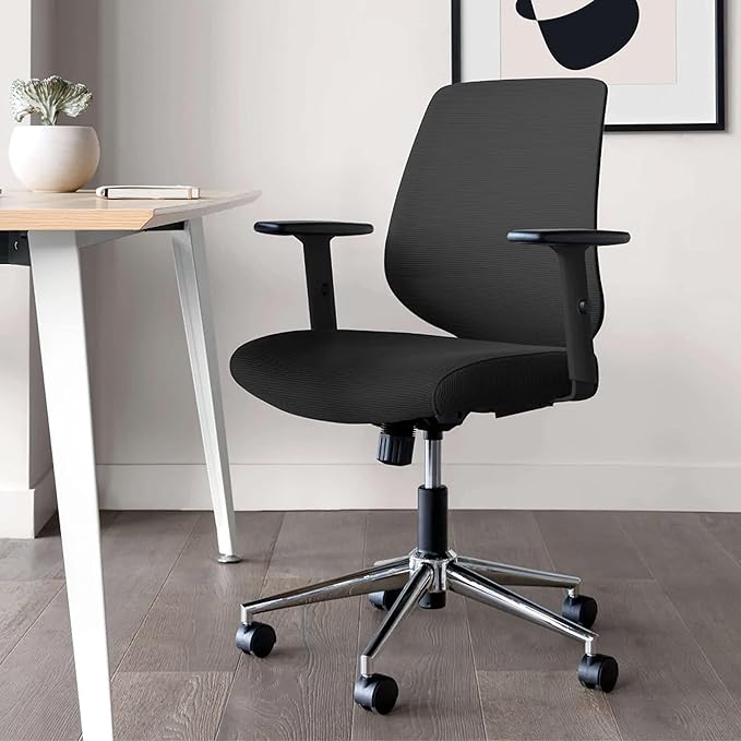 Branch Daily Chair - Computer Office Chair with Swivel, Lumbar Rest, and Adjustable Armrests - Sustainable, Stylish Mesh, & Adjustable Armrests - Comfortable Seating for Improved Posture - Black-DeskLoop Office