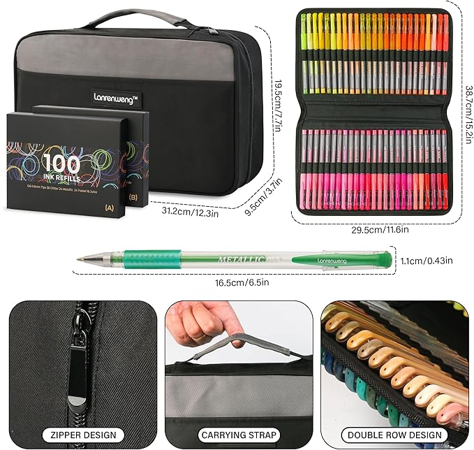 400 Pack Gel Pens for Adult Coloring Books, 200 Colored Gel Pen Include 200 Refills with 40% More Ink,Glitter Gel Pens Set for Coloring Books Drawing Journaling Scrapbook Art Supplies-DeskLoop Office