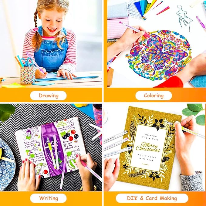 Soucolor Markers for Adult Coloring Books, Coloring Markers for Teacher Appreciation Gift School Office Supplies, 120-Piece Art Set: 60 Gel Pens + 60 Refills with Travel Case for Kids Card Making-DeskLoop Office