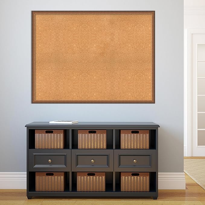 Amanti Art Natural Cork Board for Wall, 36x48 Vision Board with Bronze Frame, Oversize Corkboard Office Decor for Home Organization, Modern Corkboard Pinboard to Display Items for Home Organization-DeskLoop Office
