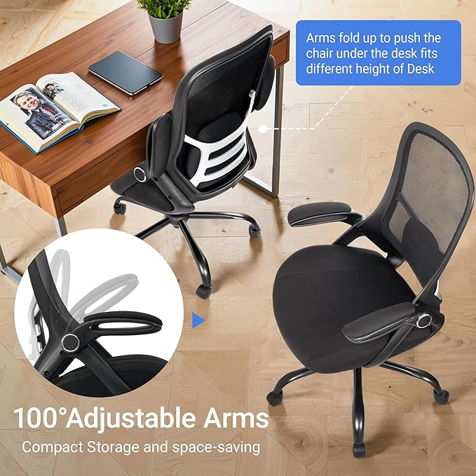 HYLONE Big and Tall 400lbs Heavy Duty Office Chair, 5" Thickened Seat Ergonomic Desk Chair with Adjustable Armrests, Home Office Computer Chairs for Long Hours Mesh Executive Chair(Black)-DeskLoop Office