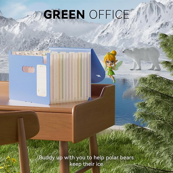 EcoStash 12-Pocket Wheat Straw Expanding File Folder, Adorable Polar Bear - Image 6