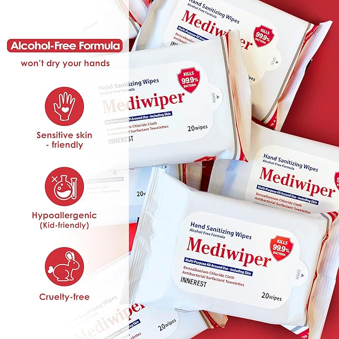 Mediwiper 500 Wipes (20Count*25Pack) Alcohol-Free Sanitizing Wipes Disinfecting Large Unscented Wet Wipes Bulk, Hand Sanitizer-DeskLoop Office