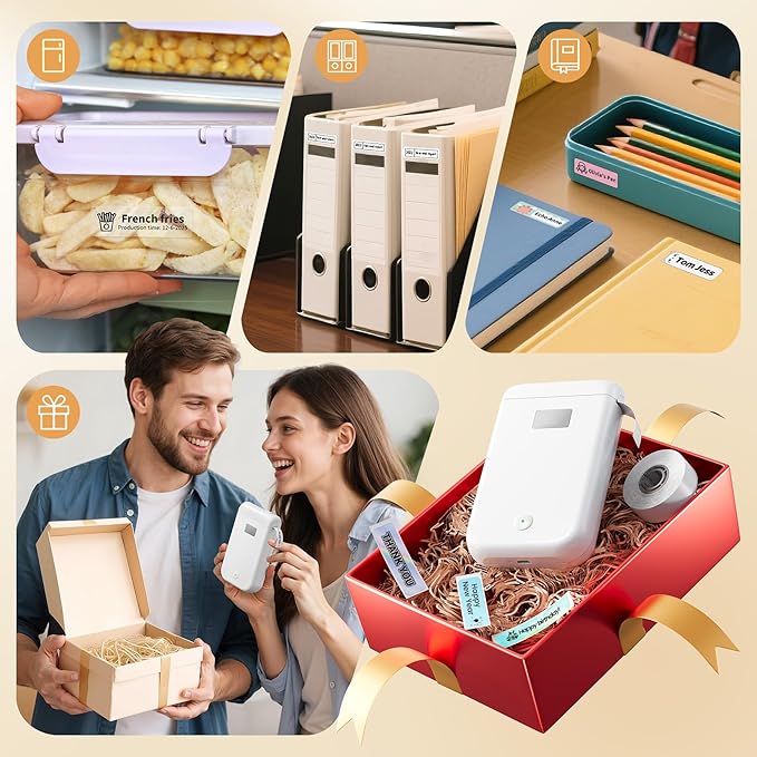 Label Maker, Label Maker Machine with Tape, Portable Bluetooth Label Printer with Little Space, Mini D10 Label Machine with Multiple Personalized Templates for Family School-DeskLoop Office