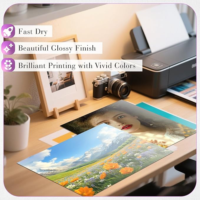 A-SUB Heavyweight Glossy Photo Paper 8.5 x 11 Inch 61lb 230GSM Thick Photo Printer Paper for DIY Cards Calendars for Inkjet Printers 100 Sheets-DeskLoop Office