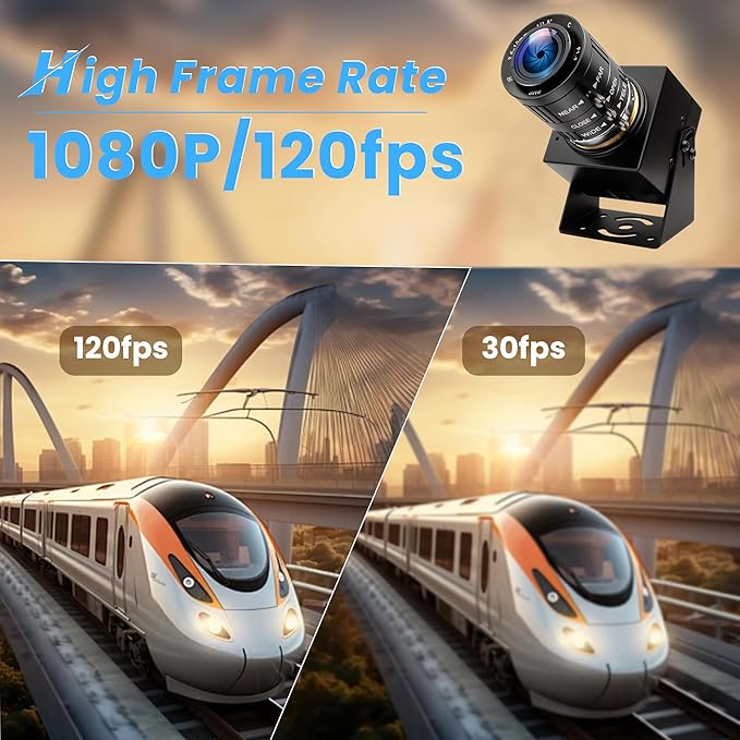 USB Camera 120fps High Speed Webcam Golf Swing 4K 12Megapixels USB Cam with 3X Manual Optical Zoom Lens Lightburn PC Computer Plug and Play for Linux Windows Mac OS-DeskLoop Office