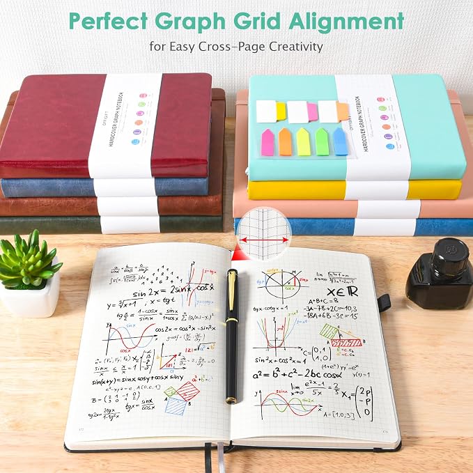 5 Pack Graph Paper Notebook, 312 Numbered Pages Graph Notebook Bulk, 100gsm No - Image 6