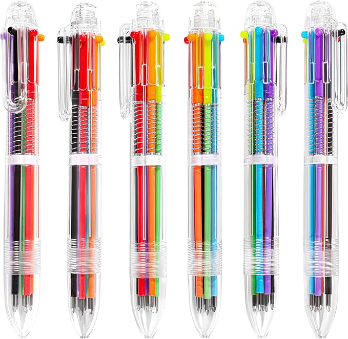 30 PCS 6-in-1 Multicolor Ballpoint Pens 0.5mm Party Favors 6 Colors Retractable Multicolor Pen for Office School Supplies Kids Students Children Birthday Party Favors Gifts Fun Pens (30)-DeskLoop Office
