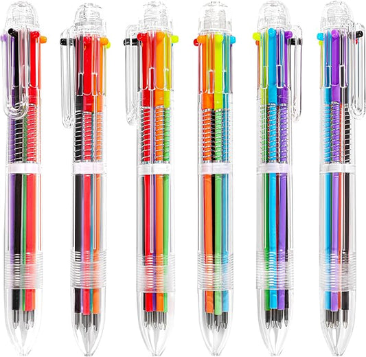 30 PCS 6-in-1 Multicolor Ballpoint Pens 0.5mm Party Favors 6 Colors Retractable Multicolor Pen for Office School Supplies Kids Students Children Birthday Party Favors Gifts Fun Pens (30)-DeskLoop Office
