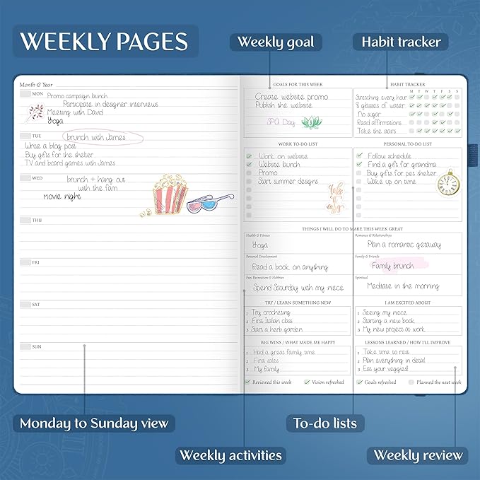 Legend Planner PRO Premium – Large Undated Weekly, Monthly & Budget Planner with Habit Tracker – Life Organizer for Time & Task Management, Goal Setting & Productivity – A4 Size (MysticBlue, NewCover)-DeskLoop Office