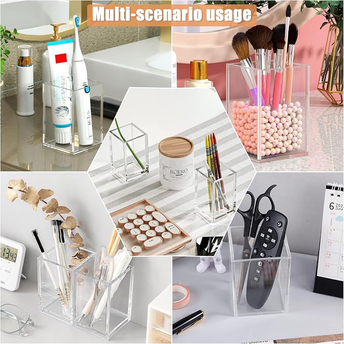 Cerpourt 3 Pack Clear Acrylic Makeup Brush Holder, Acrylic Cosmetic Brushes - Image 7