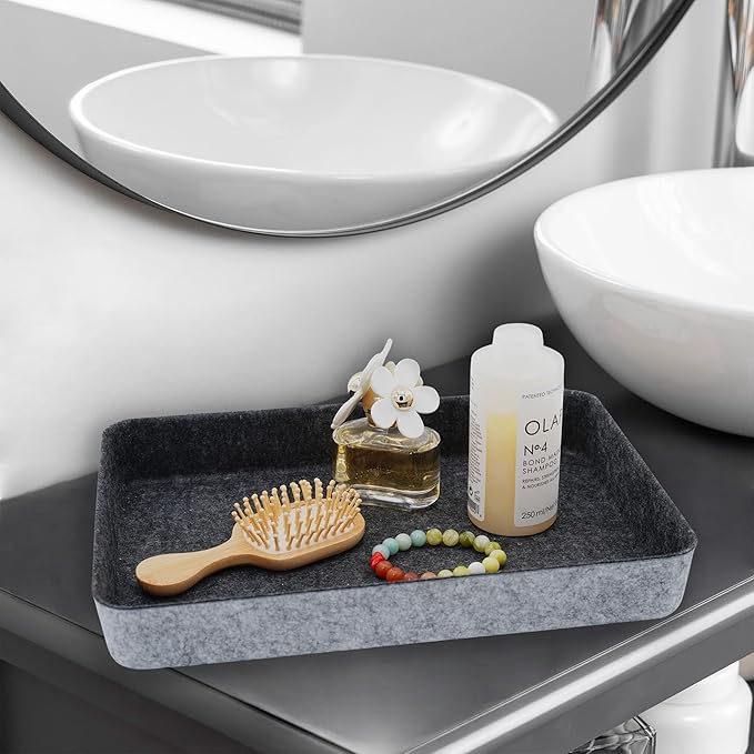 Welaxy 2-piece Office desk drawer organizer tray letter-size documents paper book file Folder Holder storage bins ( Charcoal )-DeskLoop Office