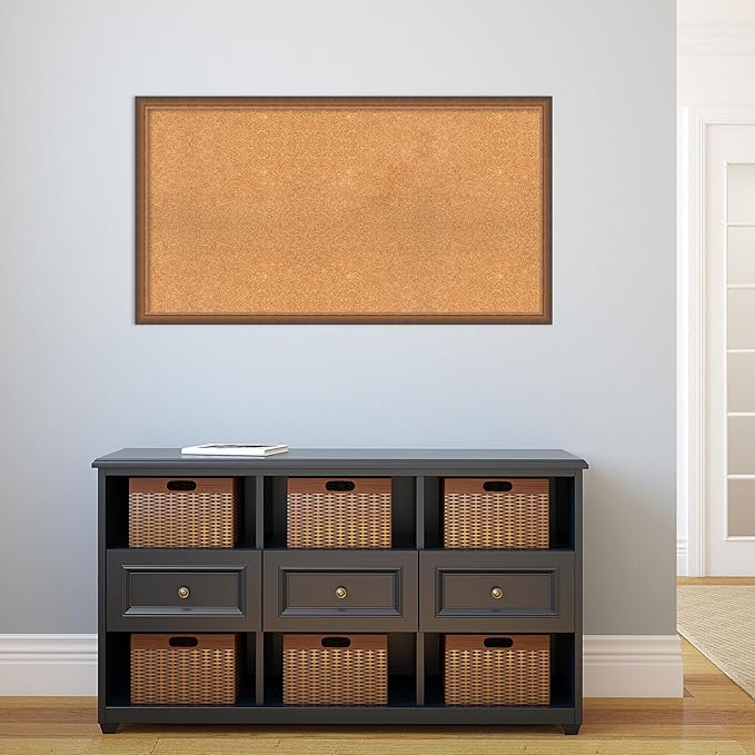 Amanti Art Natural Cork Board for Wall, 24x44 Vision Board with Bronze Frame, Oversize Corkboard Office Decor for Home Organization, Modern Corkboard Pinboard to Display Items for Home Organization-DeskLoop Office