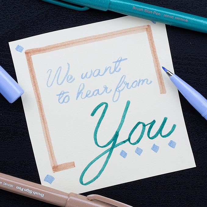 Pentel Arts Sign Pen Brush Tip, Assorted Colors, 12 Pack Box (SES15C2PC12)-DeskLoop Office