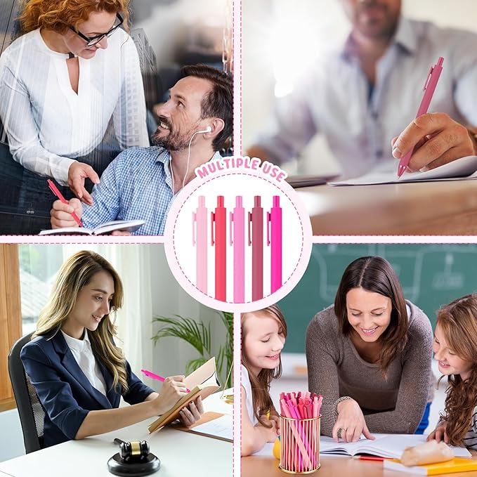 100 Pcs Ballpoint Pens Bulk Retractable Writing 1. 0 mm Black Ink Cute Pens Smooth Writing Color Fancy Gift for Teacher Student Employee Office School Home Baby Shower Supplies (Pink Series)-DeskLoop Office